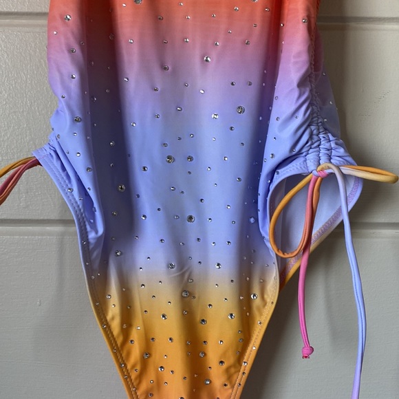 Custom Bedazzled One Piece Swimsuit Size 8 - Picture 3 of 12